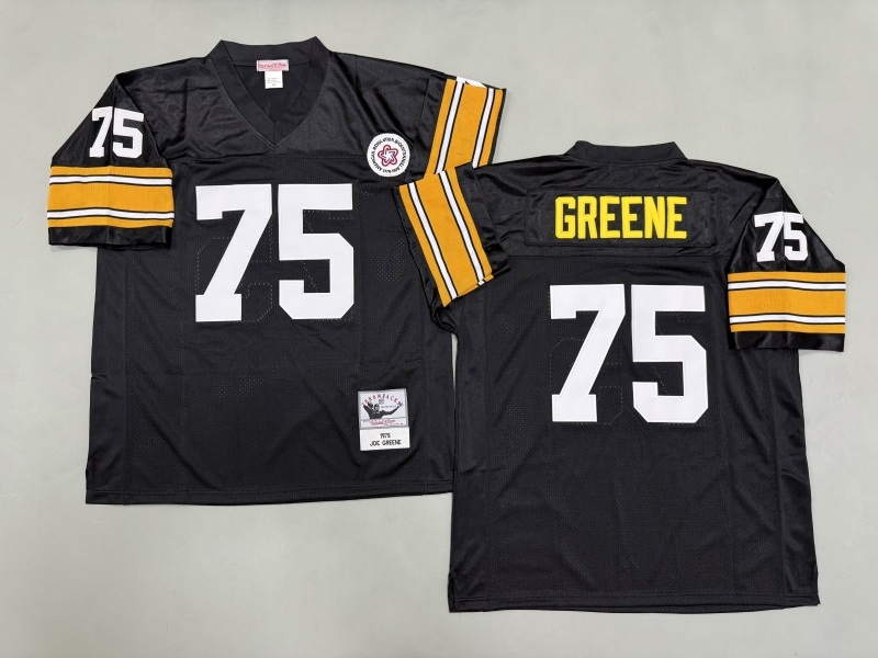 Men 2025 Pittsburgh Steelers #75 Greene black Throwback Limited NFL Jersey style 005->pittsburgh steelers->NFL Jersey